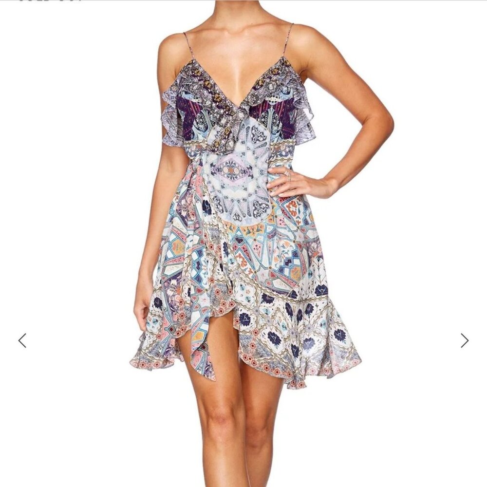 Camilla Tales of Tatiana Silk Wrap Dress with Frill Crystal Embellished Size L